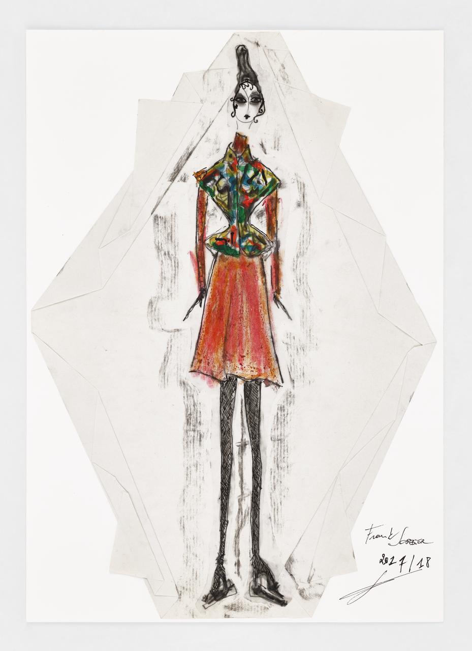 Franck Sorbier dessin Mademoiselle de la Déchetterie Ile-de-France, France 2017 2024.28.11 Photo Mucem / Marianne Kuhn