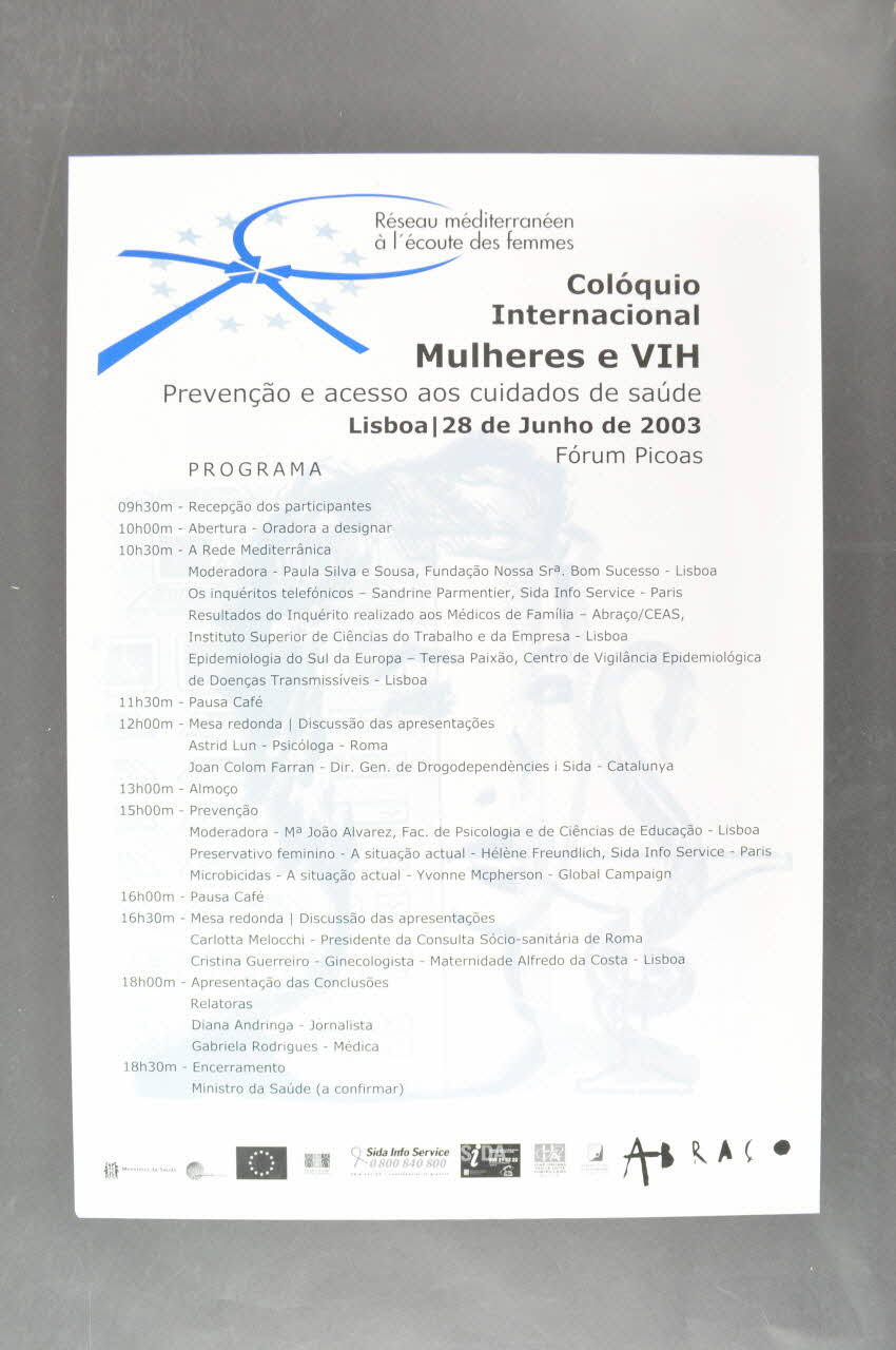 Abraço affiche Affiche "Coloquio Internacional Milheres e VIH" (Colloque International. Femmes et VIH) Portugal 2003 2003.109.27 Photo Mucem