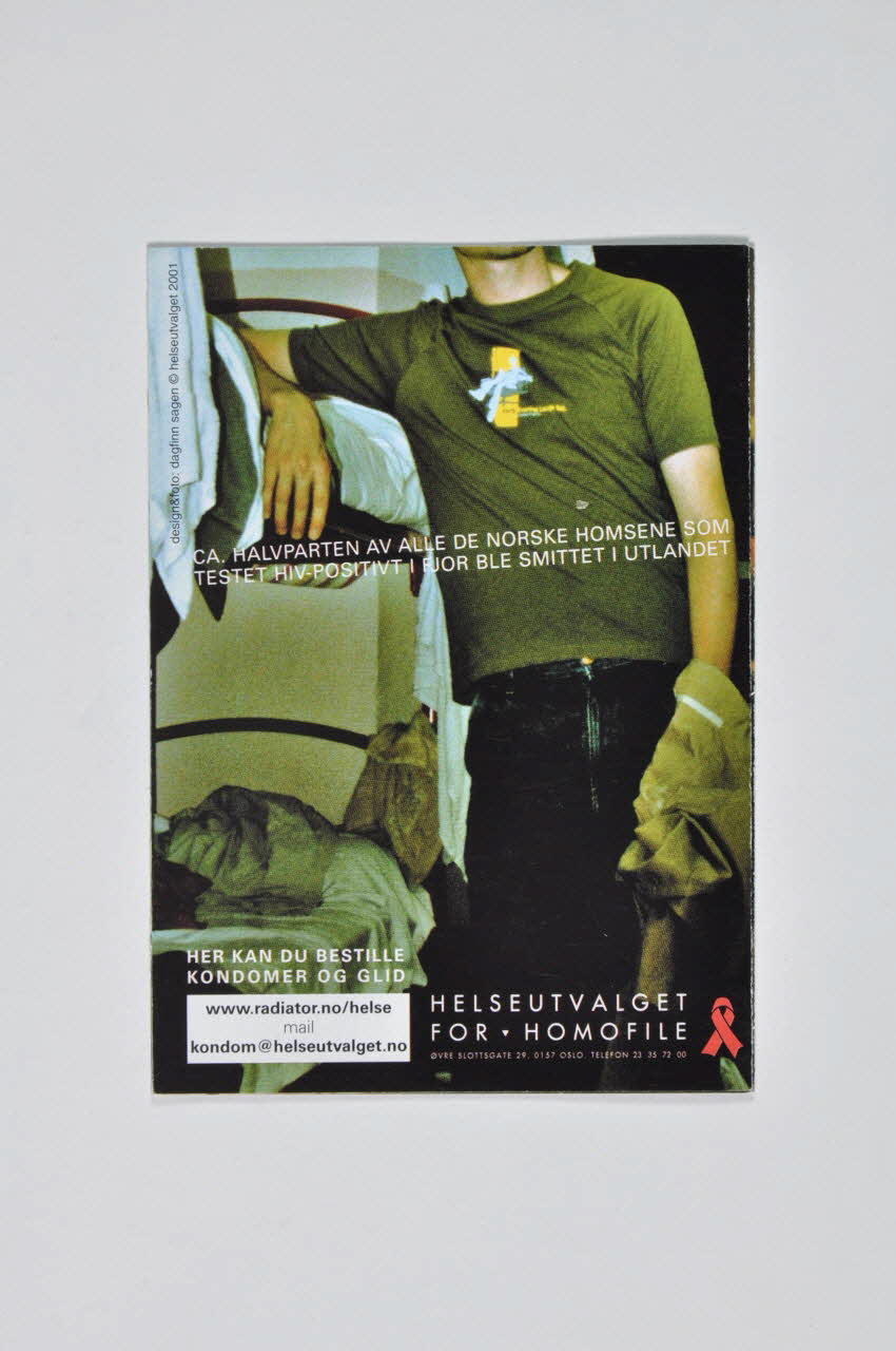 Helseutvalget Dépliant "Reiselyst. Helseutvalget for homofile viser vei" (Voyage. Helseutvalget montre la voie) Norvège 2001 2005.122.9 Photo Mucem