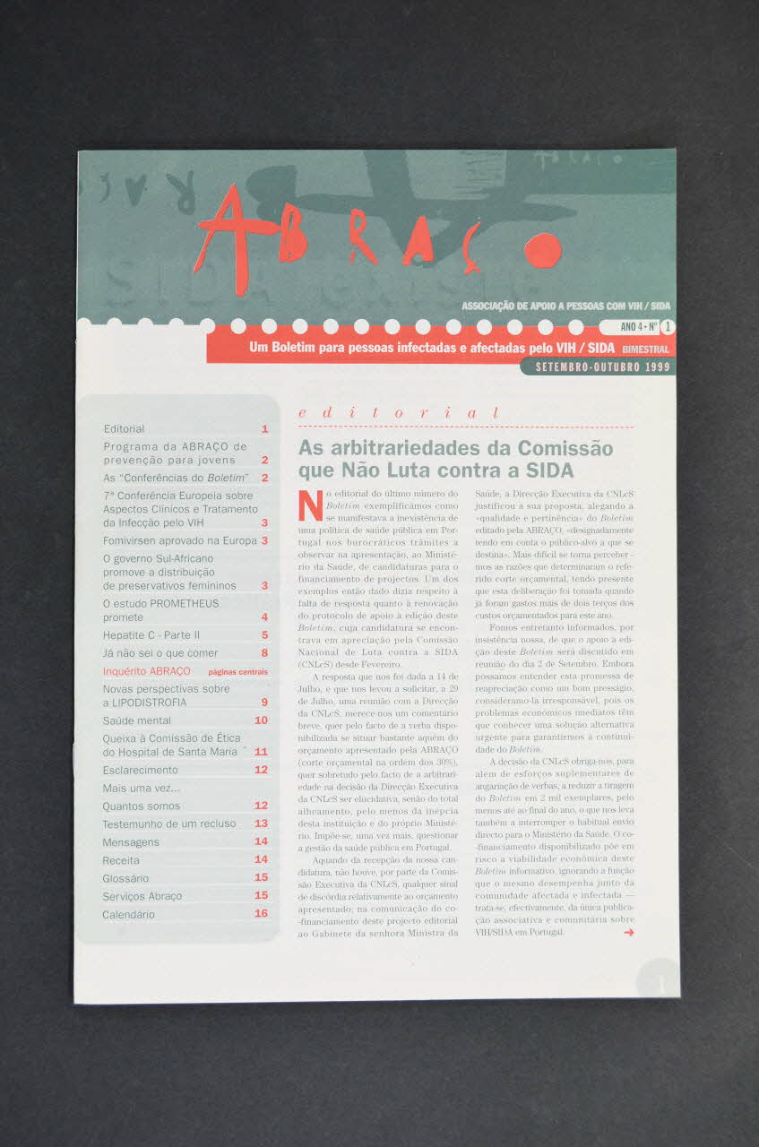 Abraço revue Abraço. Um Boletim para pessoas infectadas e afectadas pelo VIH/SIDA Portugal 1999 2003.109.78 Photo Mucem