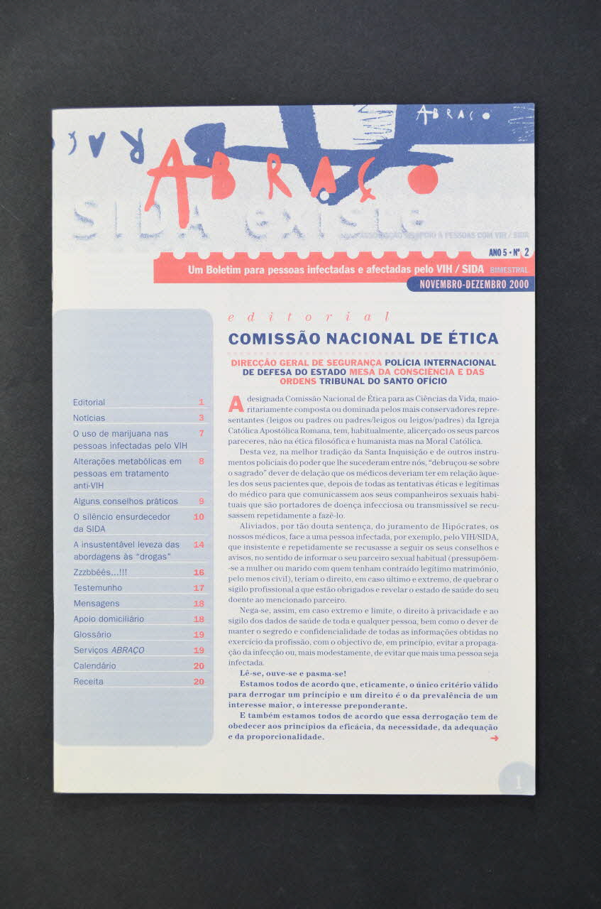 Abraço revue Abraço. Um Boletim para pessoas infectadas e afectadas pelo VIH/SIDA Portugal 2000 2003.109.85 Photo Mucem