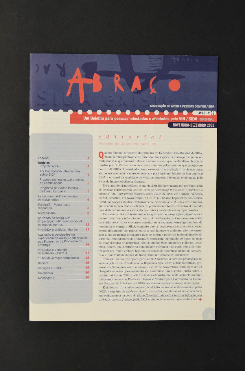 Abraço revue Abraço. Um Boletim para pessoas infectadas e afectadas pelo VIH/SIDA Portugal 2001 2003.109.91 Photo Mucem