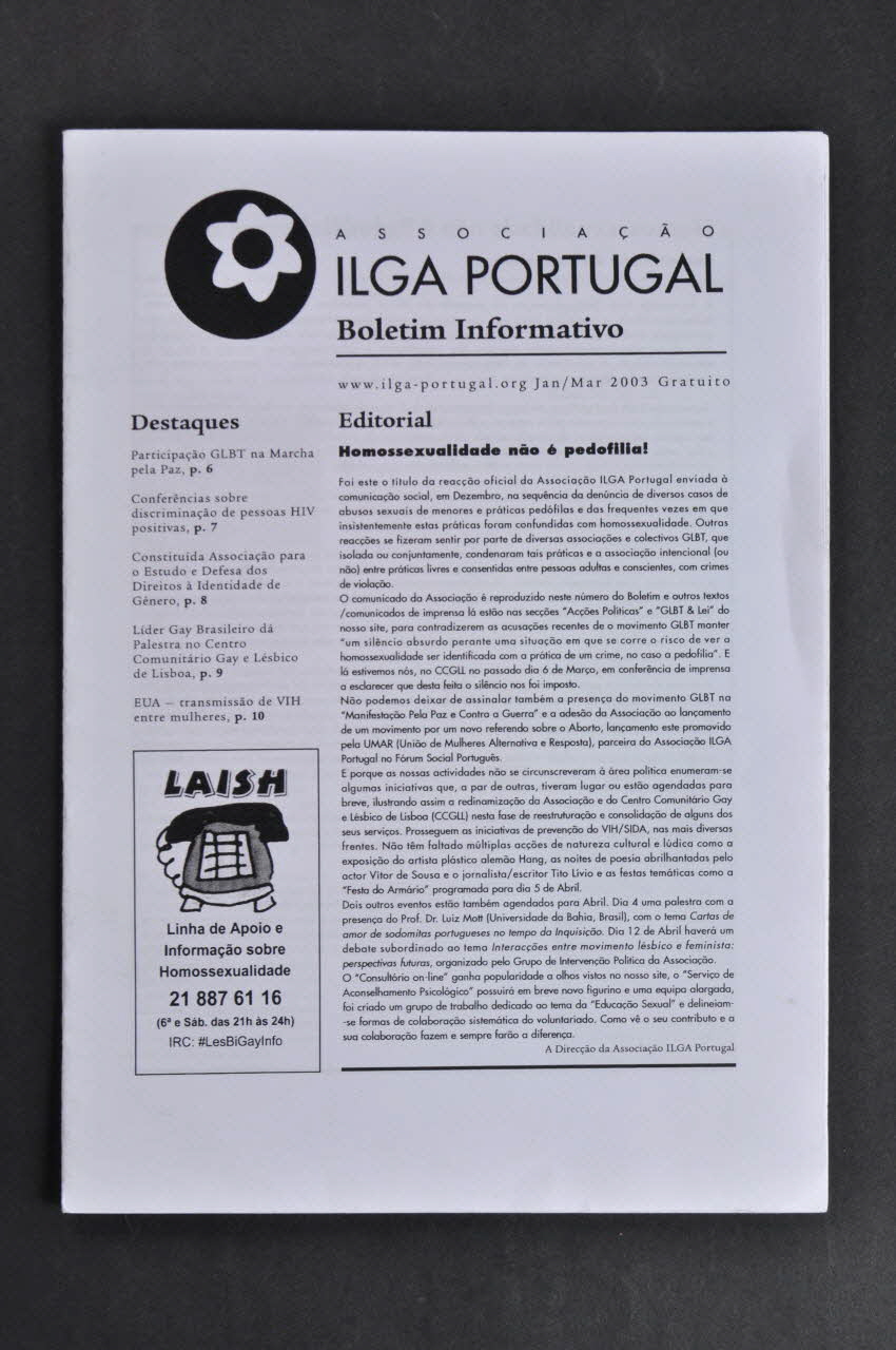 ILGA Portugal Bulletin Portugal 2003 2003.110.5.1-3 Photo Mucem
