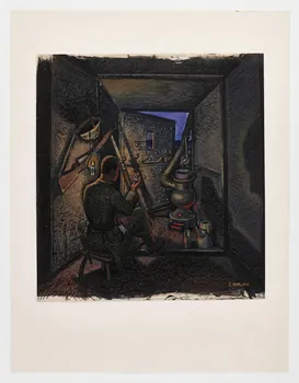 Jean Amblard dessin Sur la ligne Maginot, la drôle de guerre (ou Chambrée sur la ligne Maginot) France 1939 2025.27.12  Photo Mucem / Marianne Kuhn