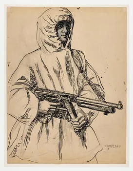Jean Amblard dessin Alsace 5ème DB Alsace, France 1945 2025.27.15  Photo Mucem / Marianne Kuhn