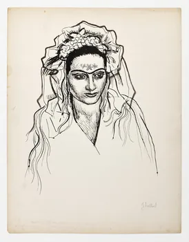 Jean Amblard dessin Numi travailleuse de la fabrique "Vassil Kolarov". Tirnavo Bulgarie 1952 2025.27.19  Photo Mucem / Marianne Kuhn