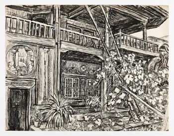 Jean Amblard dessin Maison bulgare Bulgarie 1952 2025.27.20  Photo Mucem / Marianne Kuhn