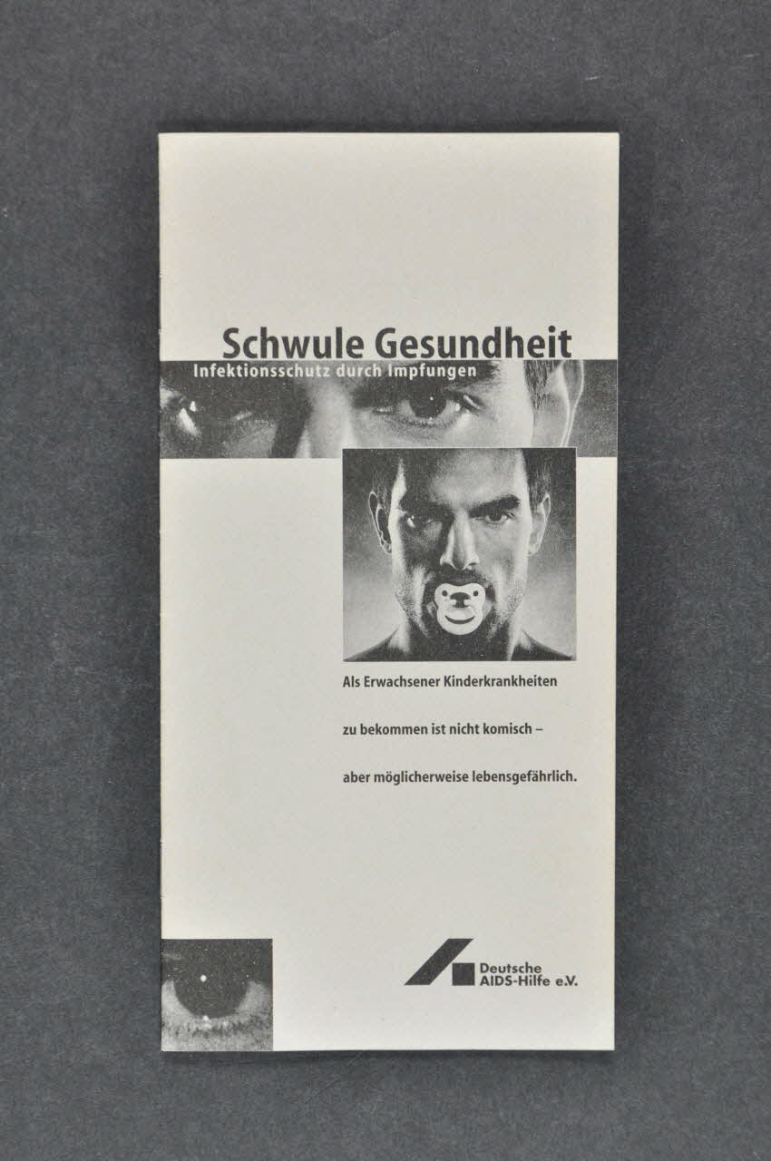 Deutsche Aids-Hilfe BROCHURE "Schwule Gesundheit. Infektionsschutz durch impfungen" (Santé homosexuelle. Prévention des infections par vaccination) Allemagne 1998/7 2003.111.103 Photo Mucem