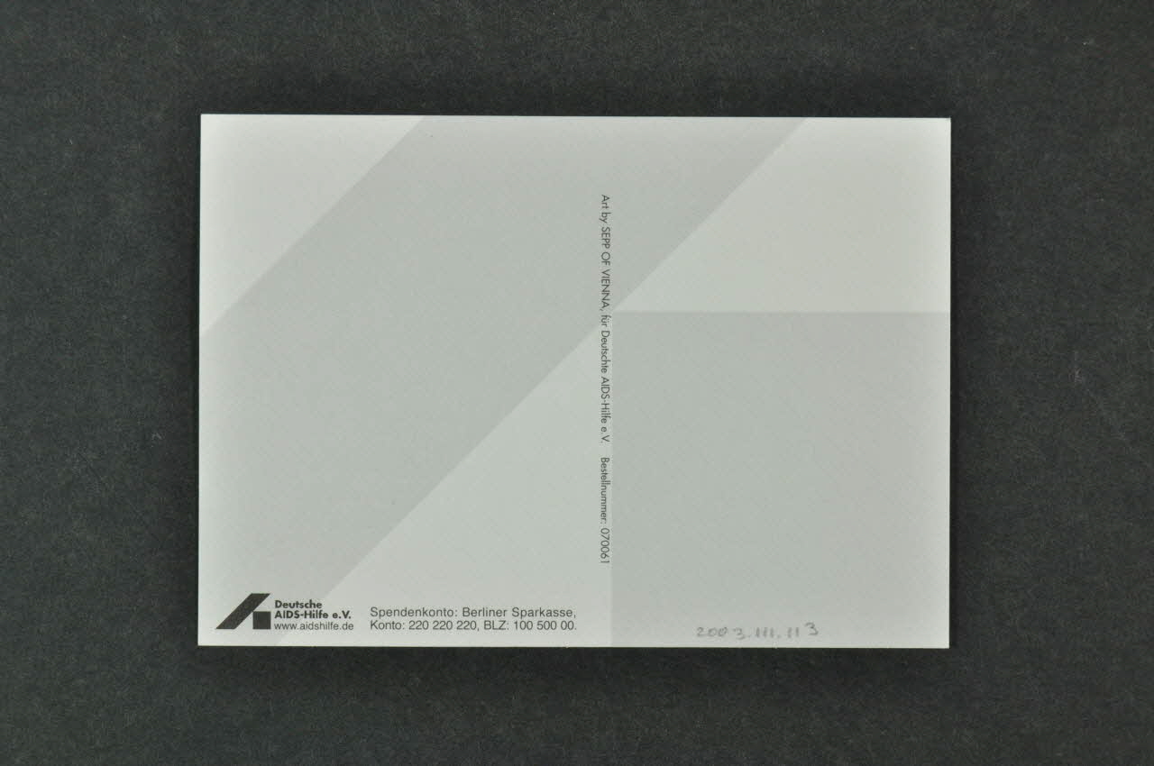 carte postale "Play safe /Fuck it mit Gummi und lub " (Jouer safe / Baise le avec préservatif et lubrifiant) 2003.111.113  Photo Mucem