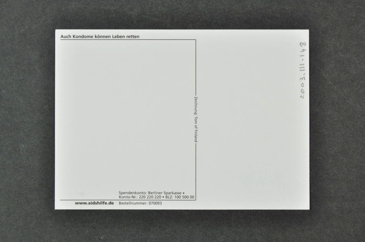 carte postale "Auch Kondome können Leben retten" (Les préservatifs aussi peuvent sauver des vies) 2003.111.148 Photo Mucem