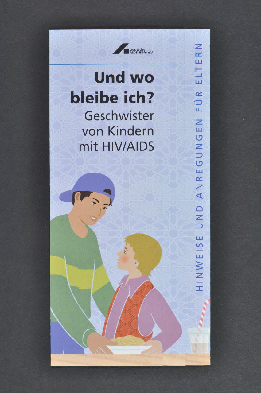 Deutsche Aids-Hilfe Dépliant Und wo bleibe ich ? / Geschwister von kindern mit HIV/AIDS"  (Et où suis-je ?/ Frères et soeurs d'enfants vivant avec le VIH/Sida) Allemagne 2003/2 2003.111.167  Photo Mucem