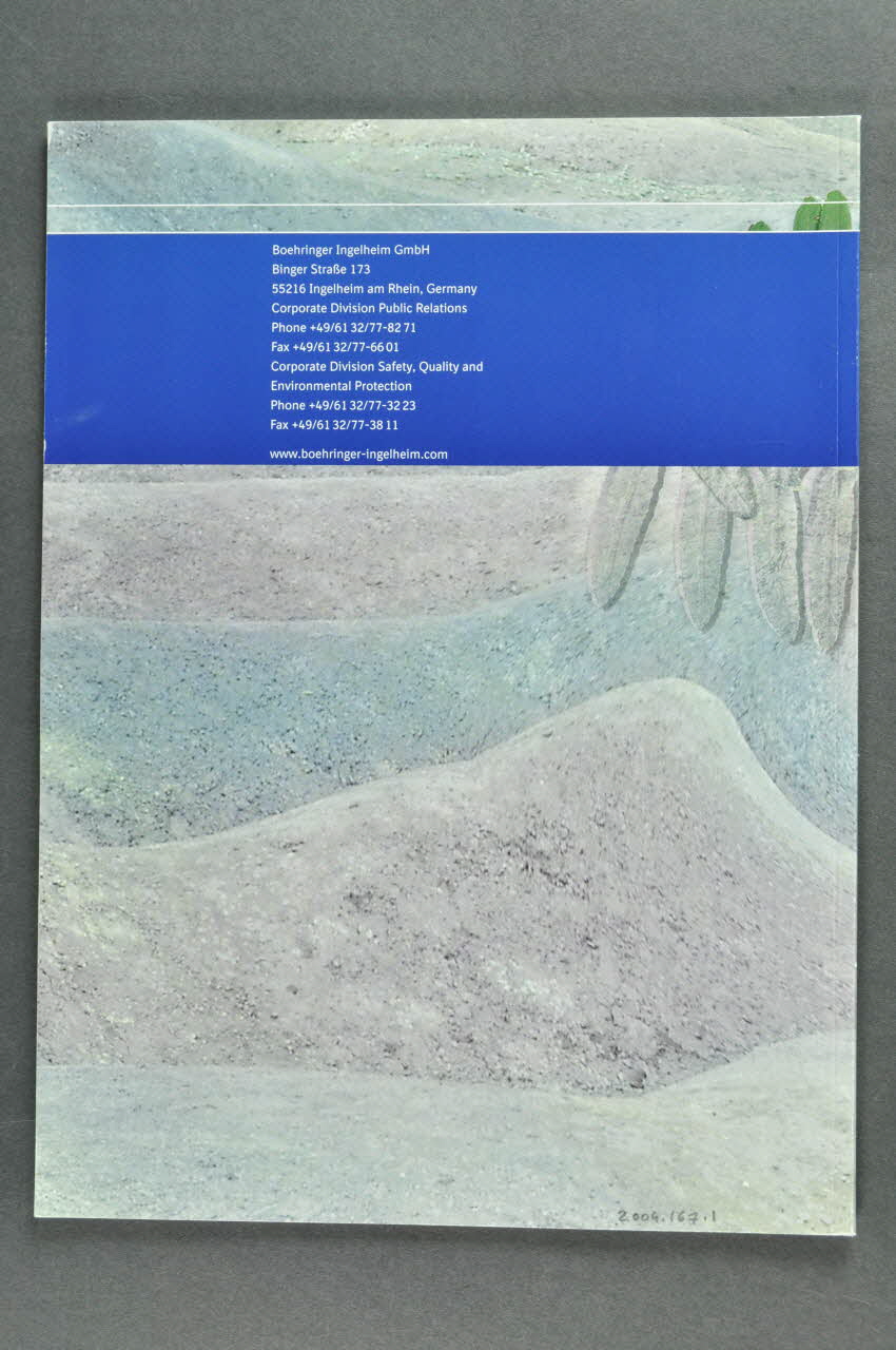 Laboratoire Boehringer Ingelheim BROCHURE "Our planet - our responsibility" France 2003 2004.167.1 Photo Mucem