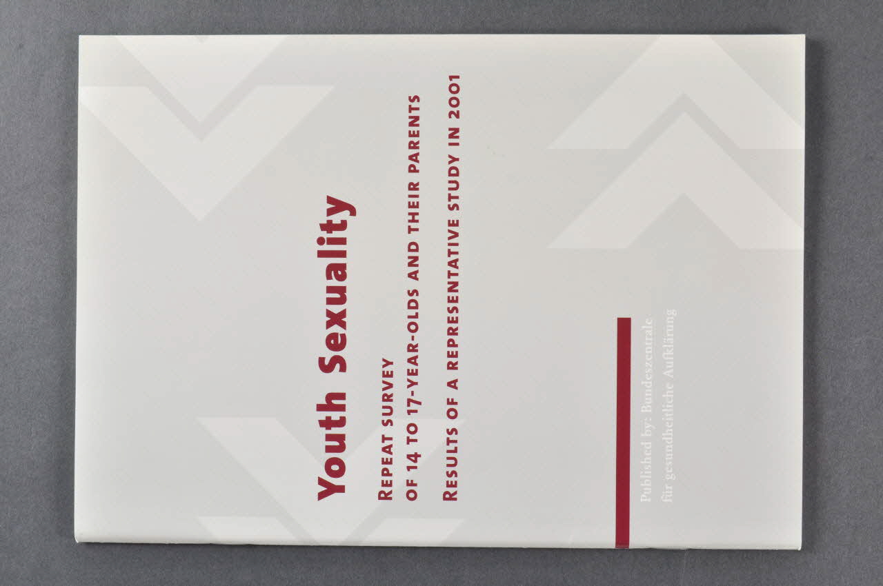Bzga, Allemagne BROCHURE "Youth sexuality. Repeat survey of 14 to 17 years olds and their parents. / Results of a representative study in 2001" (Sexualité des jeunes. Enquête répétée sur les jeunes de 14 à 17 ans et leurs parents. Résultats d'une étude représentative en 2001) Allemagne 2002 2004.170.11 Photo Mucem