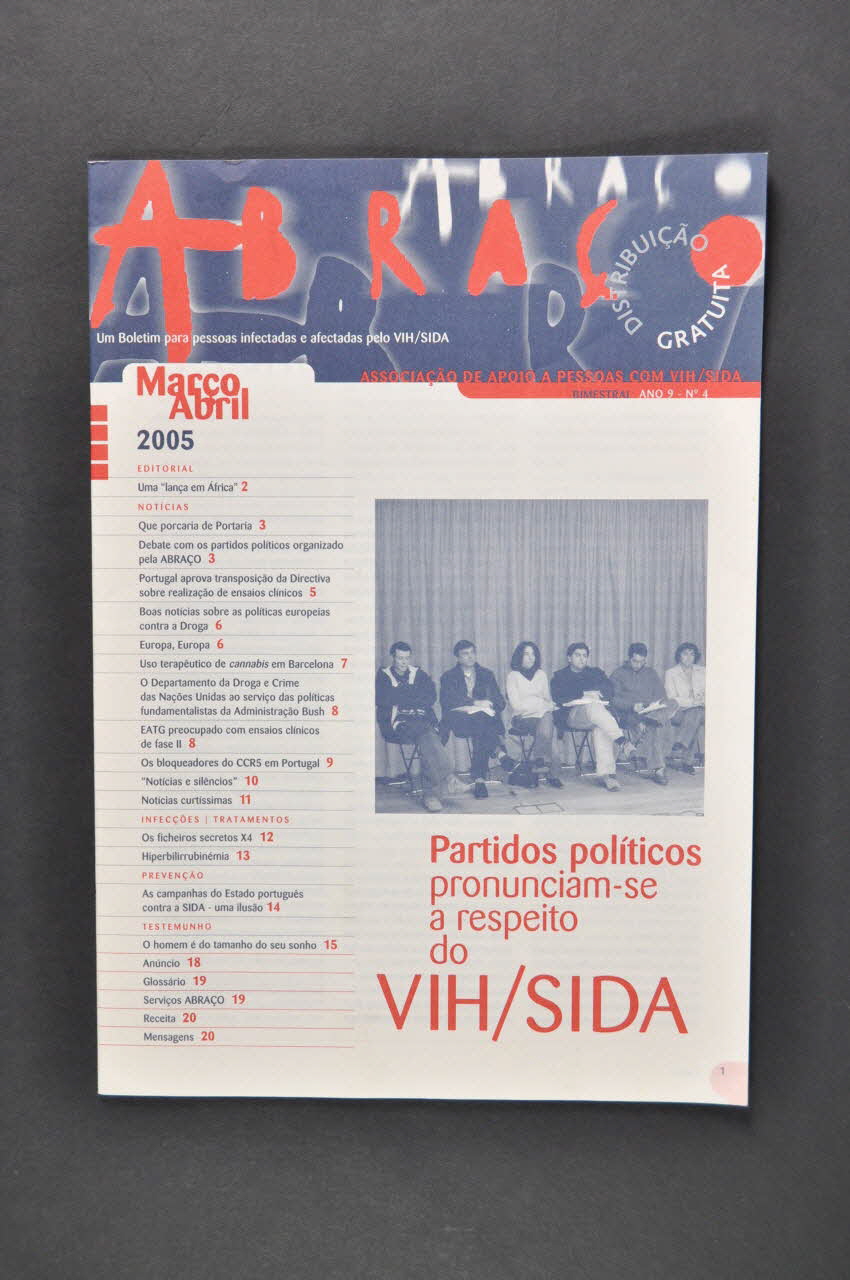 Abraço Bulletin associatif "Les partis politiques se prononcent sur le VIH/sida" Portugal 2005 2005.175.5 Photo Mucem