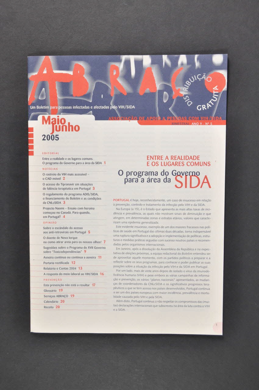Abraço Bulletin associatif "Le programme du gouvernement sur le Sida" Portugal 2005 2005.175.6 Photo Mucem