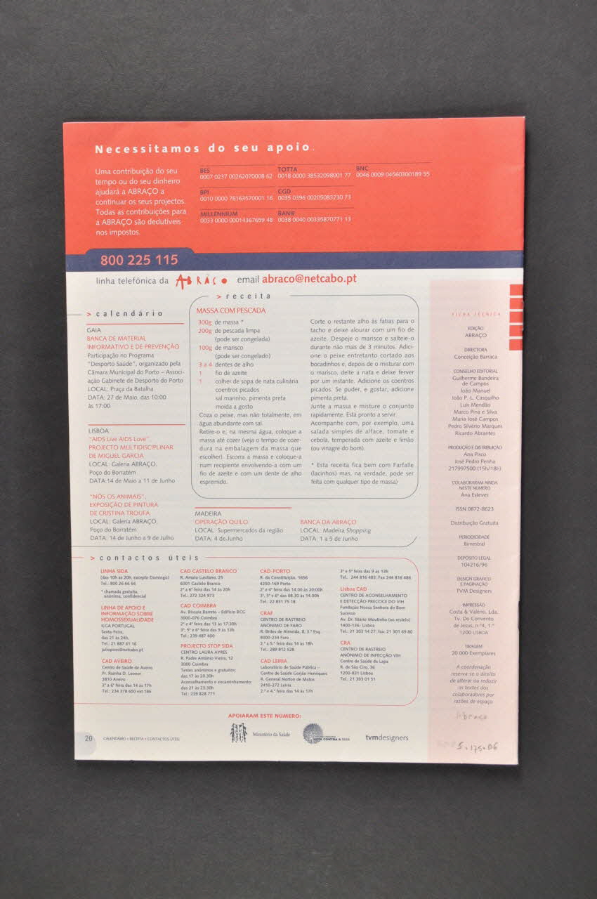 Abraço Bulletin associatif "Le programme du gouvernement sur le Sida" Portugal 2005 2005.175.6 Photo Mucem