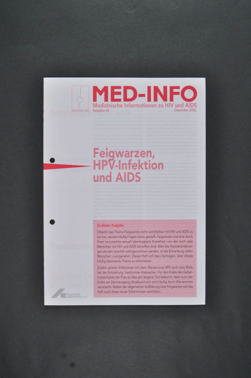Aids-Hilfe KöLn Revue associative "Med-Info" / Feigwarzen, HPV-Infektion und AIDS" (???) (traduction) Allemagne 2002/12 2003.111.212 Photo Mucem