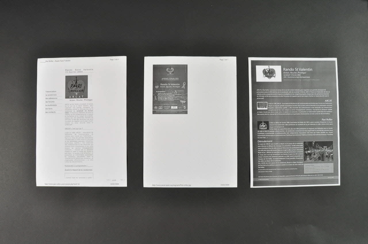 Association pour la Recherche, la Communication et les Actions pour l'Accès aux Traitements (ARCAT) document Feuilles documentaires Rando Saint-Valentin Île-de-France, France 2004 2004.200.8.1-3 Photo Mucem
