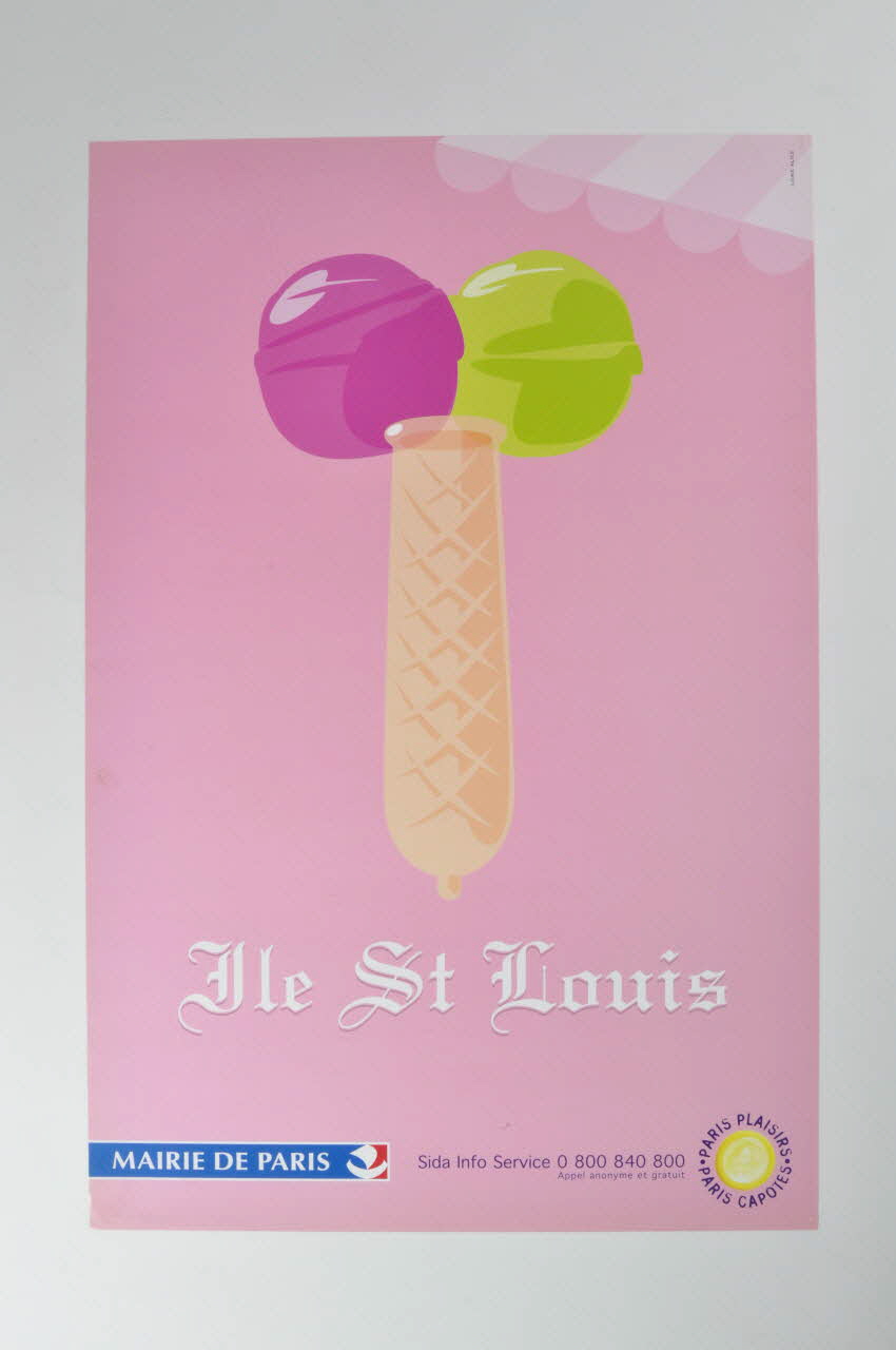 Bertrand Delanoë affiche "Ile Saint Louis" / Paris plaisirs Paris capotes". France 2002 2004.201.12 Photo Mucem