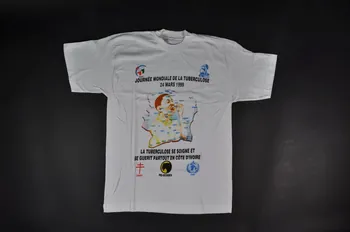 Oms, Cnaci, Psi-Ecodev tee-shirt "La tuberculose se soigne et se guérit partout en Côte d'Ivoire" Afrique 1999/3 2004.201.121 Photo Mucem