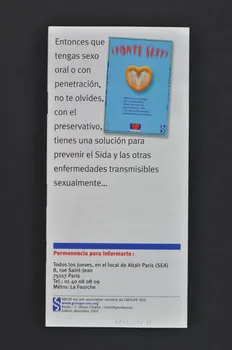 Association pour la Recherche, la Communication et les Actions pour l'Accès aux Traitements (ARCAT) Dépliant "El VIH-SIDA Mas informacion para un trabajo mas seguro" (en espagnol) (Plus d'informations pour un travail plus sûr) France 2003 2003.114.11 Photo Mucem