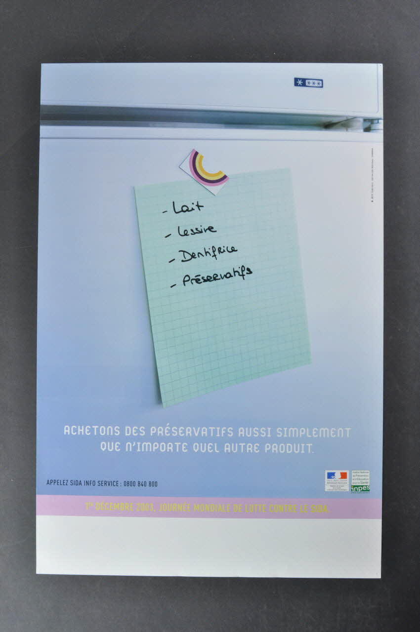 INPES / Ministère de la Santé affiche "Achetons des préservatifs aussi simplement que n'importe quel autre produit" France 2003 2004.201.14 Photo Mucem