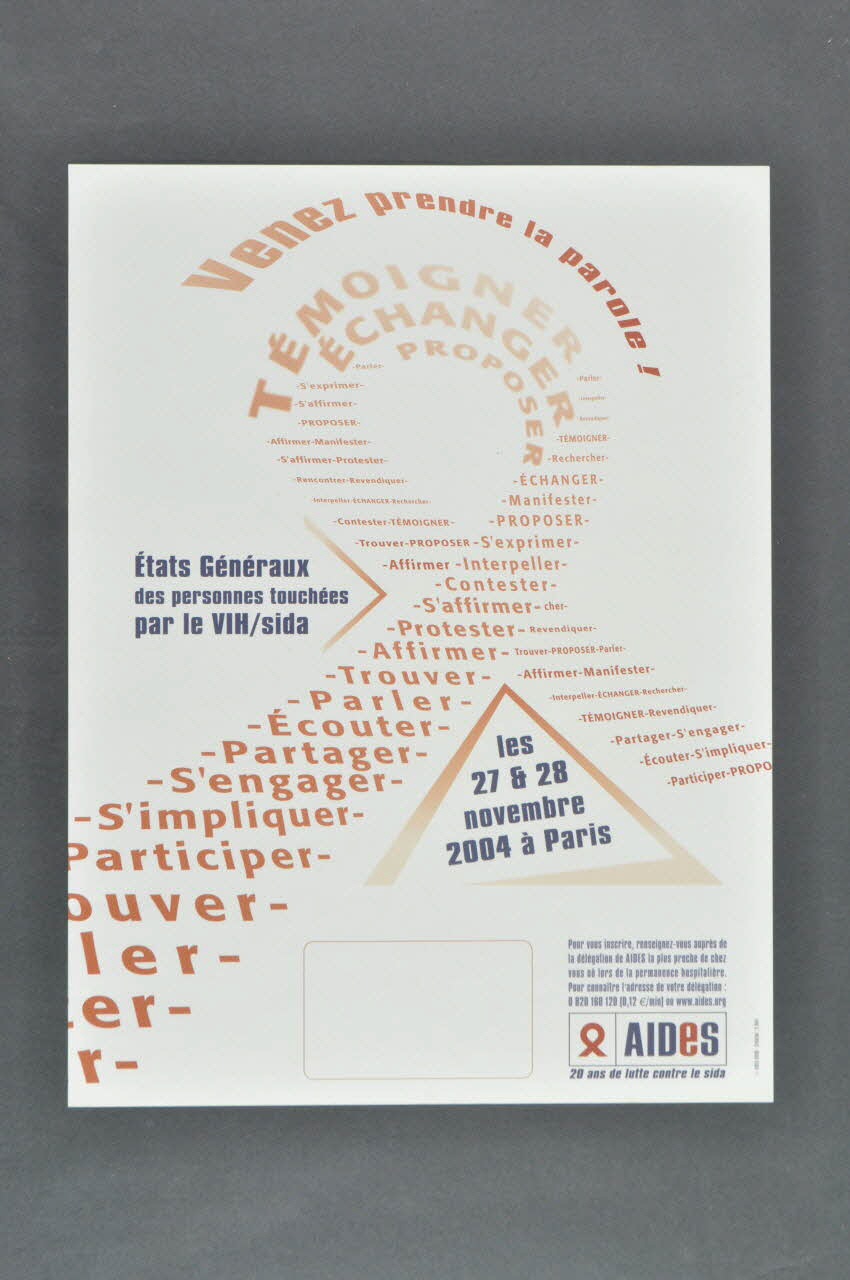AIDES affiche Etats généraux des personnes touchées par le VIH/SIDA France 2004/11 2004.201.163 Photo Mucem