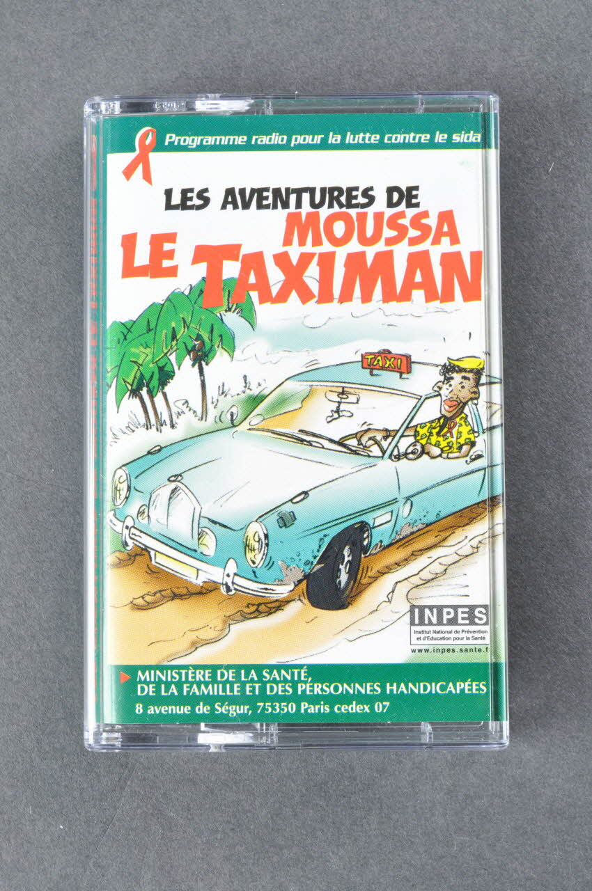Institut National de Prévention et d'Education pour la Santé (INPES) cassette-audio "les aventures de Moussa le taximan" (avec 27 sketches) France 1999 2004.203.12.1-3 Photo Mucem