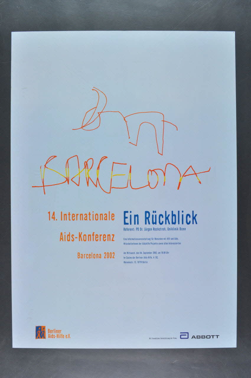 Berliner Aids-Hilfe affiche "14. Internationale Aids-Konferenz Barcelona 2002" Allemagne 2002 2003.117.3 Photo Mucem