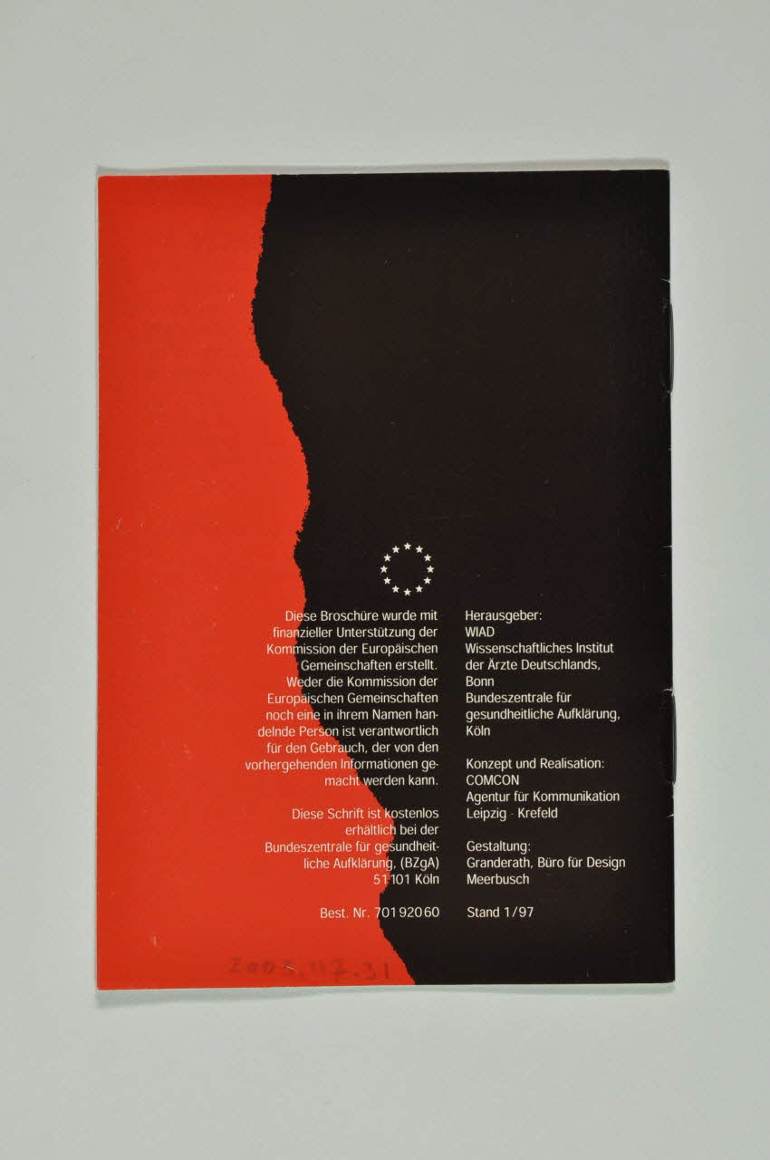 Bundeszentrale FüR Gesundheitliche Aufklarung (BZGA) BROCHURE "Info für  turkische manner" (en turc) Allemagne 1997 2003.117.31 Photo Mucem