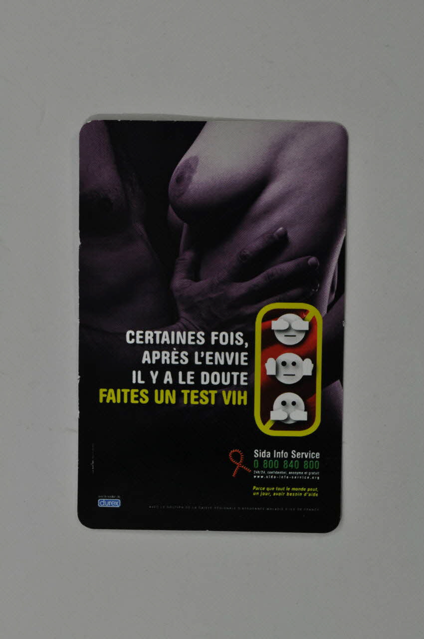 Sida Info Service - Ligne Azur Carte d'information "Certaines fois, après l'envie il y a le doute" France 2003 2004.203.36 Photo Mucem