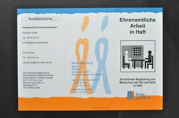 Berliner Aids-Hilfe Dépliant "Ehrenamtliche Arbeit in Haft" (Travail en prison) Allemagne 2003 2003.117.49  Photo Mucem