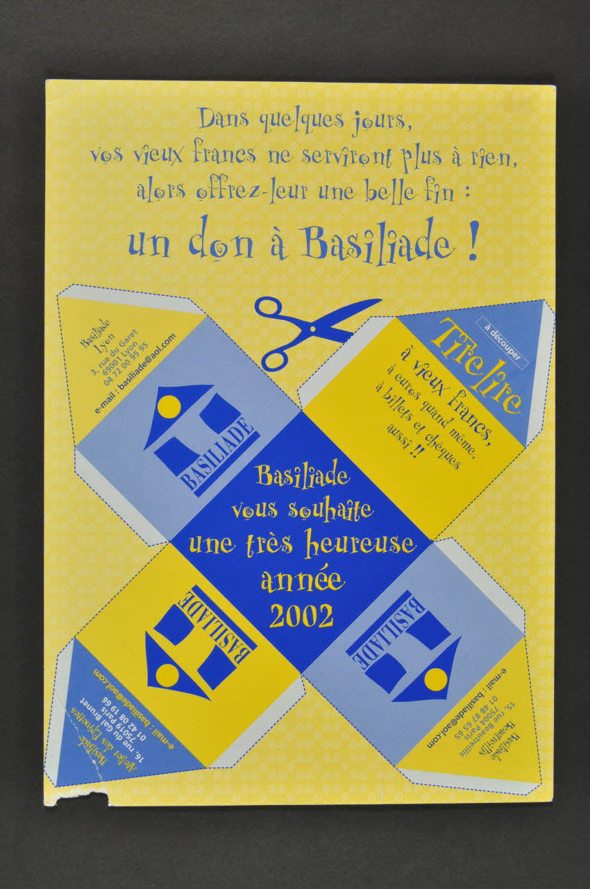 Basiliade Bulletin de souscription Tirelire à vieux francs France 2001 2004.203.47 Photo Mucem