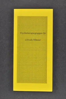 Schwulenberatung, Berlin Dépliant "Psychotherapiegruppen für Schwule" (Groupes de psychothérapie pour les homosexuels) Allemagne 2003 2003.117.65.1 Photo Mucem