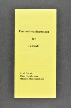 Schwulenberatung, Berlin Dépliant "Psychotherapiegruppen für Schwule" (Groupes de psychothérapie pour les homosexuels) Allemagne 2003 2003.117.65.2 Photo Mucem