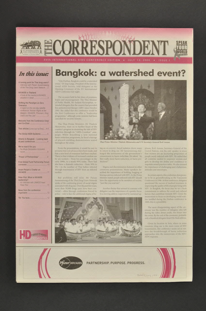 XVe International Aids Conference journal Journal de la conférence, The Correspondent, n° 1, 12 juillet 2004 International 2004 2004.204.120 Photo Mucem