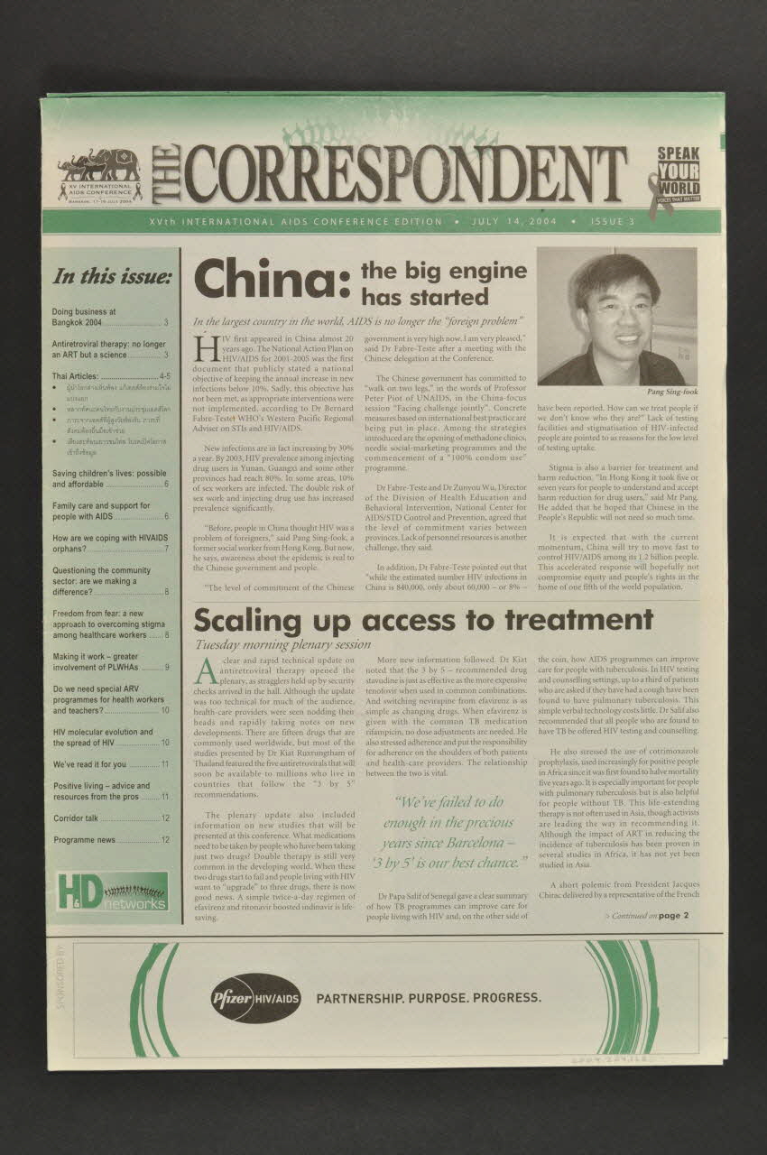 XVe International Aids Conference journal Journal de la conférence, The Correspondent, n° 3, 14 juillet 2004 International 2004 2004.204.122 Photo Mucem