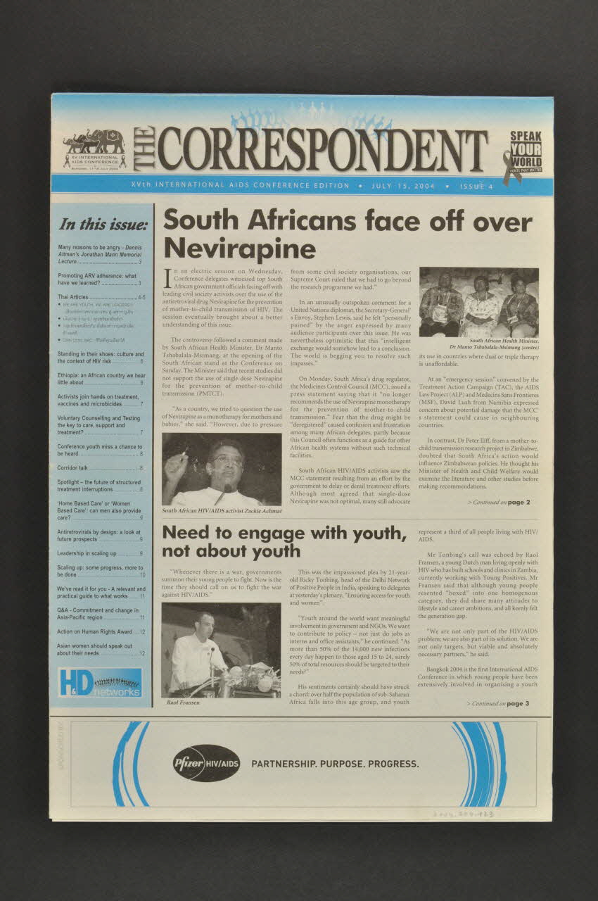 XVe International Aids Conference journal Journal de la conférence, The Correspondent, n° 4, 15 juillet 2004 International 2004 2004.204.123 Photo Mucem