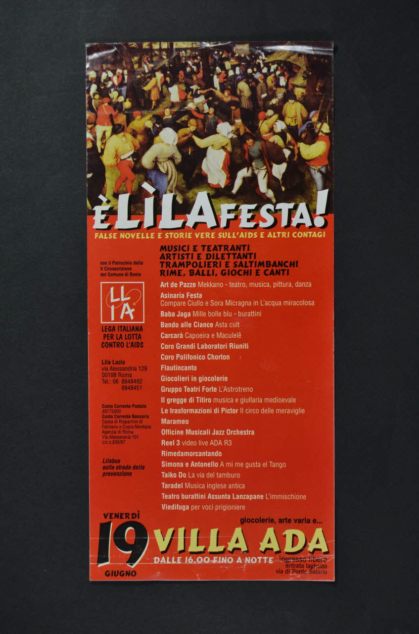 Lila Lazio prospectus "E Lila Festa !" (C'est la fête chez Lila) Italie 1998/6/19 2003.119.28 Photo Mucem