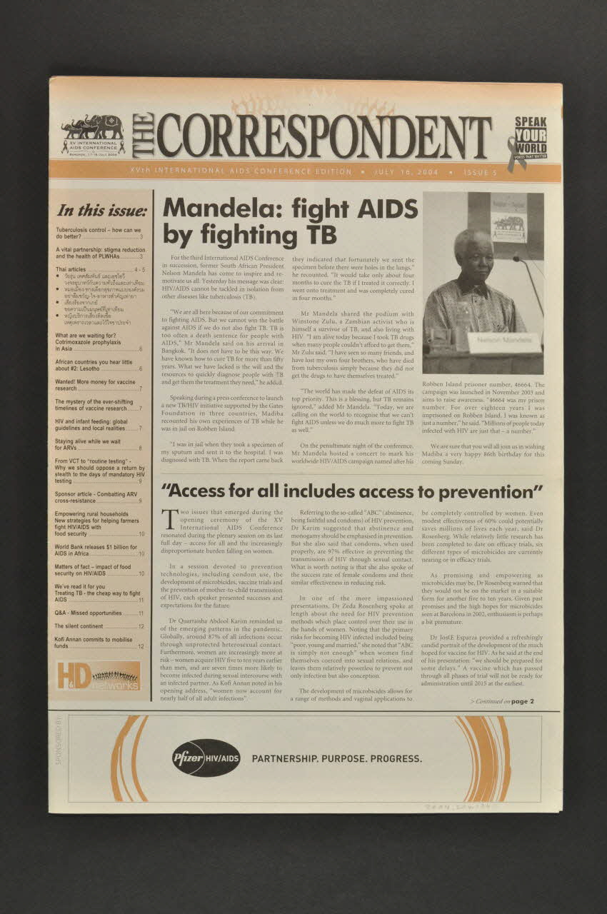 XVe International Aids Conference journal The Correspondent International 2004 2004.204.124 Photo Mucem