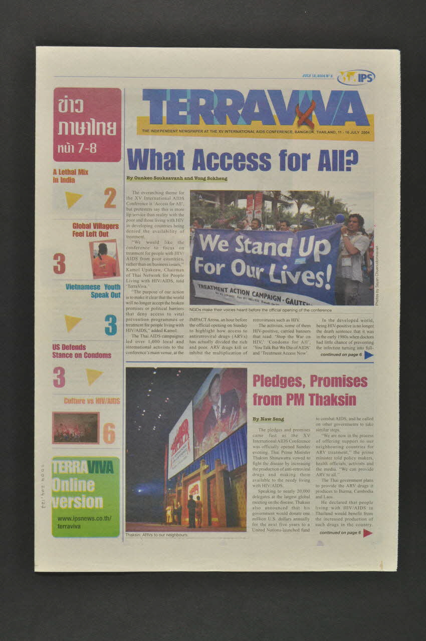 Ips journal Terraviva", 12/7/04 (en anglais et thailandais) International 2004 2004.204.127 Photo Mucem