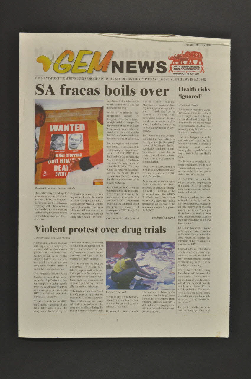 Gender Links ; African Woman And Child Feature journal GEM News" 15/7/04 (français / anglais) International 2004 2004.204.132 Photo Mucem
