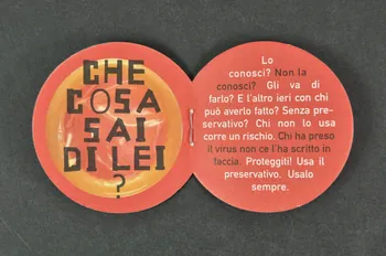 Dépliant "AIDS Abbiamo Intenzione di sconfiggerlo" (Le sida. Nous avons l'intention de le combattre) 2003.120.20 Photo Mucem