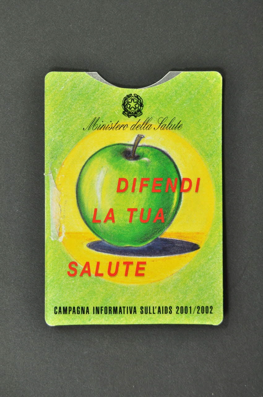 Ministero Della Salute Porte préservatif "Difendi la tua salute / AIDS : Conoscerlo per prevenirlo" (Défends ta santé / Le sida, le connaître pour le prévenir) Italie 2002 2003.120.24 Photo Mucem