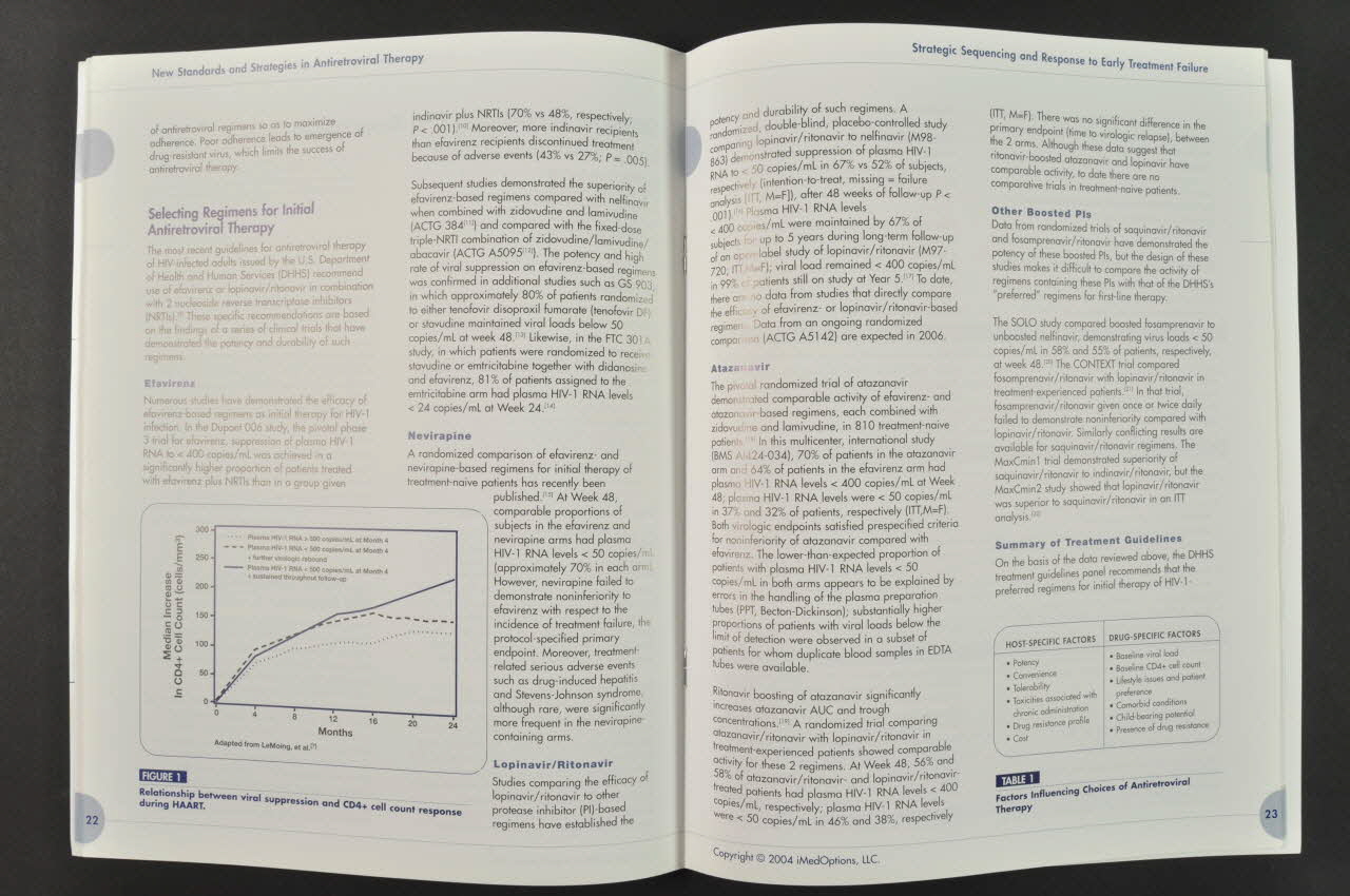 Bristol-Myers Squibb BROCHURE "New standards and strategies in antiretroviral therapy" (Nouveaux standards et stratégies dans la thérapie antirétrovirale) International 2004 2004.204.145 Photo Mucem
