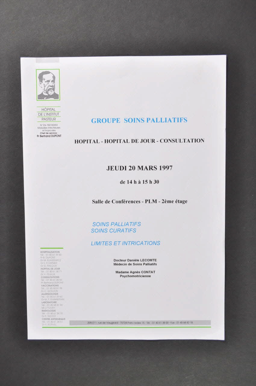 Groupe De Soins Palliatifs Hôpital Pasteur affichette France 1998 2003.123.18.2 Photo Mucem