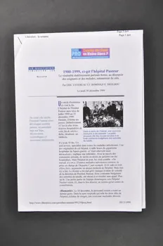 Hôpital Pasteur - Personnel et malades Coupure de presse Libération du 30/12/1999. Eric Favereau et Dominique Treilhou : "1900-1999. Ci-git l'hôpital Pasteur / Le vénérable établissement parisien ferme, au désespoir des soignants et des malades, notamment du sida" Île-de-France, France 1999/12/30 2003.123.37 Photo Mucem