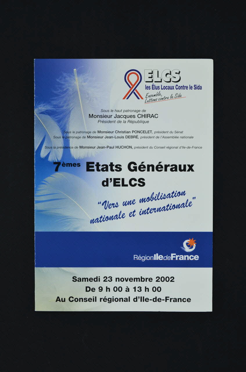 Jean-Luc Romero-Michel Dépliant Programme des 7° Etats Généraux d'ELCS : ":Vers une mobilisation nationale et internationale" France 2002/11 2003.124.2 Photo Mucem