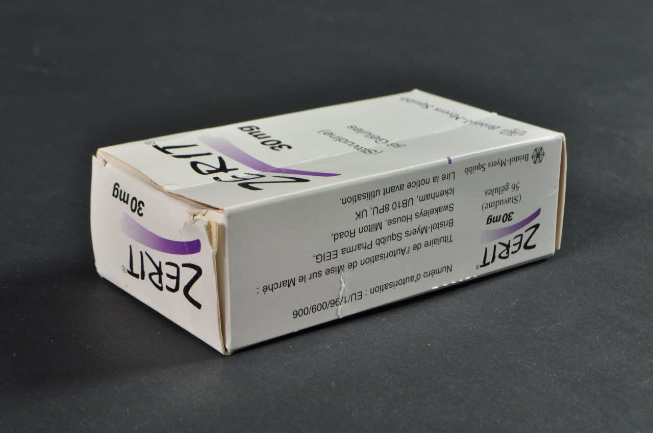 Bristol-Myers Squibb Boite de médicaments Zérit 30 mg France 2004 2004.204.35.1-2 Photo Mucem