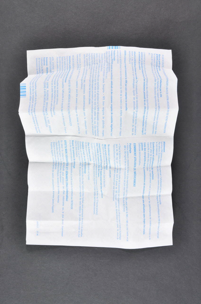 Glaxowellcome notice Retrovir 250 mg avec gélules France 2004 2004.204.36.3 Photo Mucem